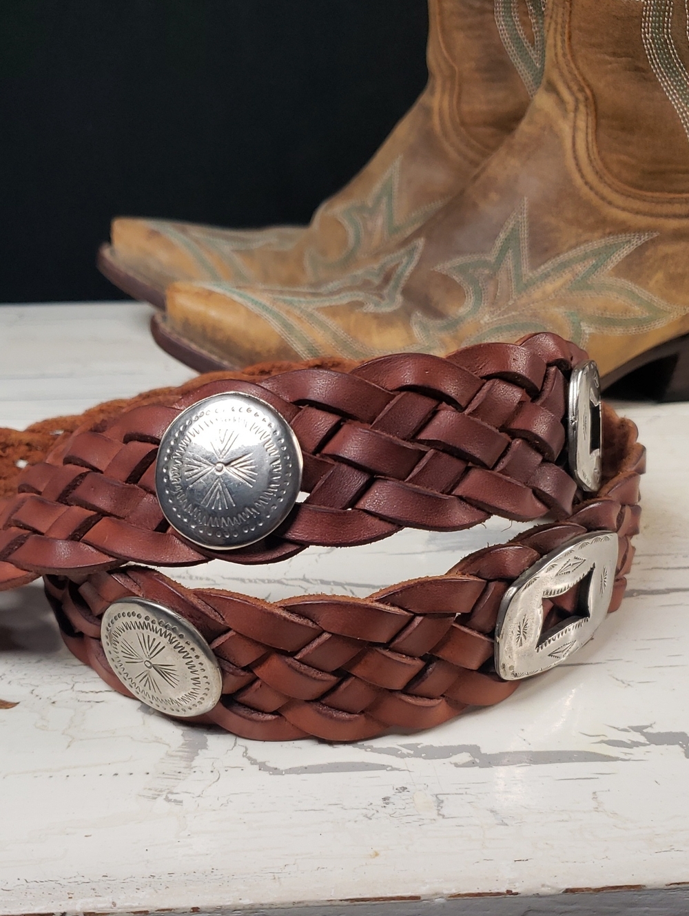 'H Brand' Vintage Western Boho Braided Leather Belt - Women's size S - Picture 7 of 11